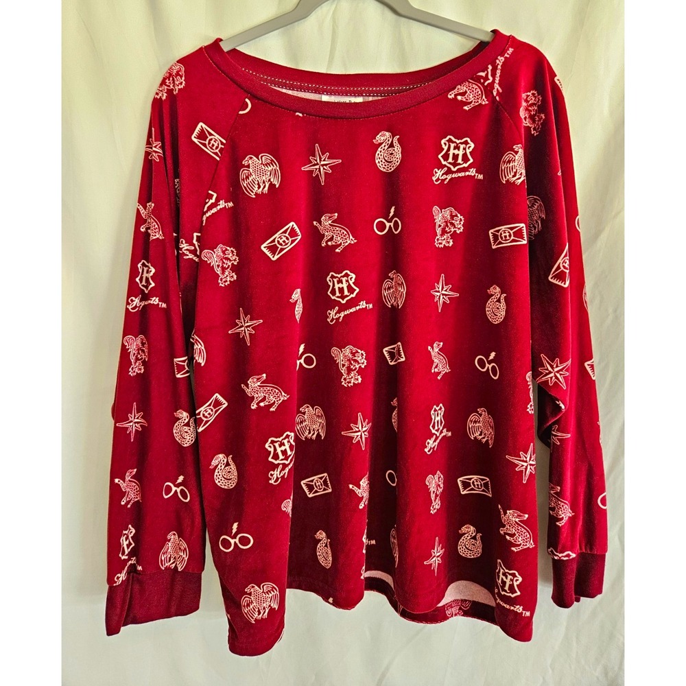 Harry Potter Wizarding World Women’s 3X Sleep Shirt Red White Long Sleeve